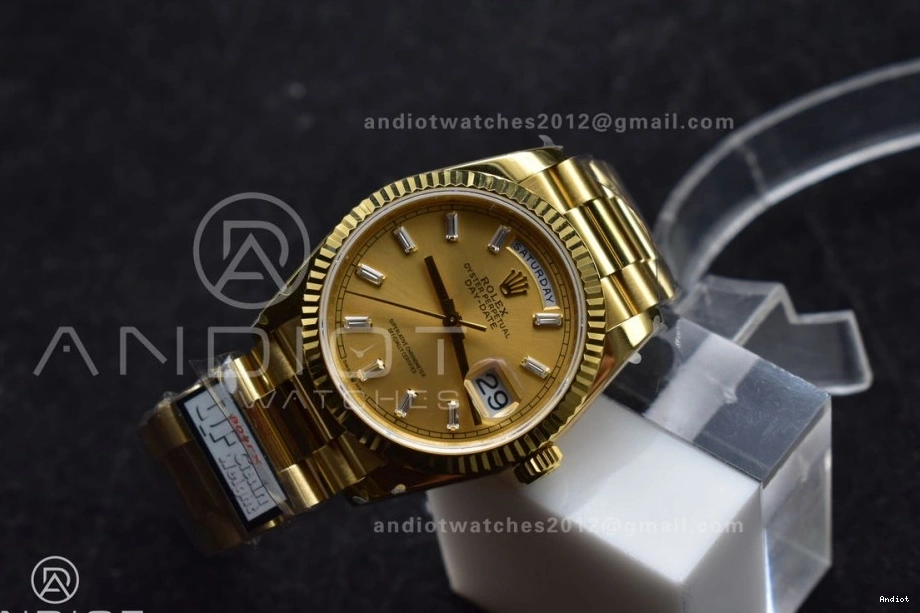 Best Gold President 694 DayDate Diamond Steel YG Stick vr3255 (Gain Dial Edition 36 Durable Weight) with QF V5 Bracelet 904L on 0713